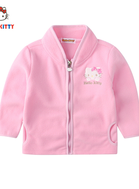 Hello Kitty品牌童装女童春秋款婴幼儿摇粒绒舒适长袖外套