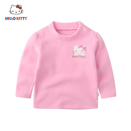 Hello Kitty童装女童新品套头卡通上衣春秋婴幼儿摇粒绒长袖上衣
