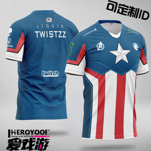 Liquid战队服CSGO可订制ID液体S1MPLE电竞服短袖TWISTZZ