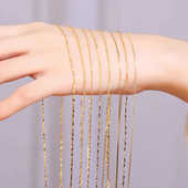 18K金项链女925纯银镀黄金色链子彩金裸链锁骨链无吊坠配饰