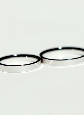 天街雨光面镀白金刻字情侣对戒