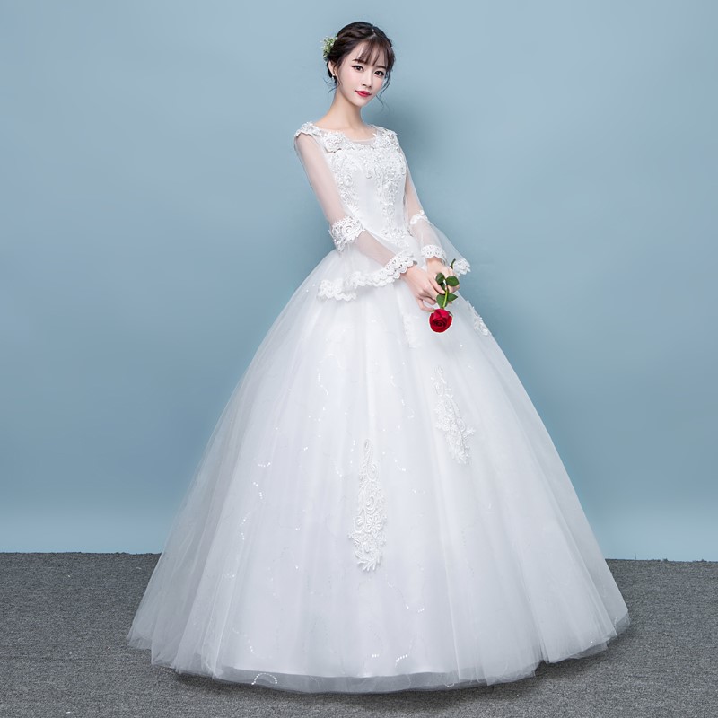 婚纱新款2019新娘结婚长拖尾长袖修身显瘦韩版大码齐地婚纱冬|ruв категории Женская одежда, Cвадебные платья, свадебное платье - от Buy2taobao.com для оказания профессиональной услуги покупки агента Taobao