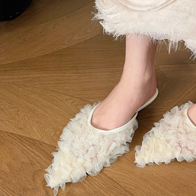 牛皮版！ann小香风细跟包头半拖女外穿2025新款一脚蹬尖头中高跟,女鞋,其他拖鞋,淘宝优惠券,粉丝福利购,淘宝优惠卷