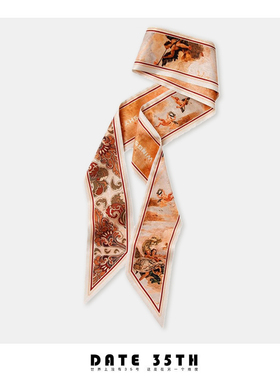 Date 35th~维纳斯的回忆原创油画感丝巾绑包细窄丝带扎发领巾发带
