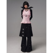 裤 一体秋冬休闲垂感微喇西装 赵梦同款 轻亚复古假两件百褶裙裤