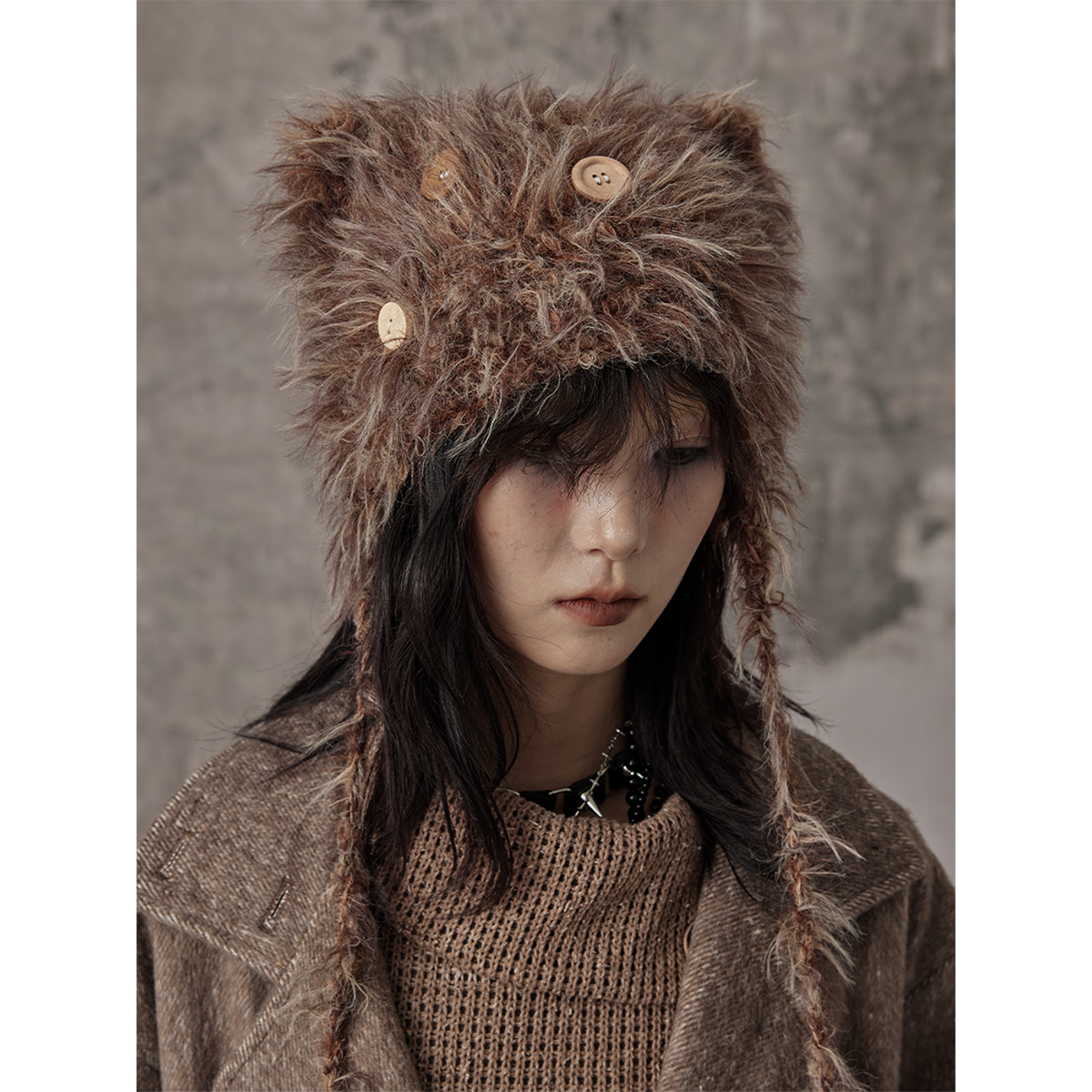 失落后花园轻亚y2k手作朋克小猫秋冬女针织毛绒护耳辫子毛线帽子,服饰配件/皮带/帽子/围巾,帽子,淘宝优惠券,粉丝福利购,淘宝优惠卷