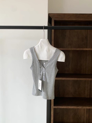 韩国韩代同款the barnnet  Ribbed Henley Tank Top八奶背心吊带