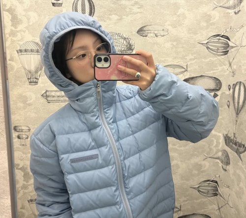 韩国同款 smoothmood1112401  鹅绒90短款拉链连帽排骨羽绒服