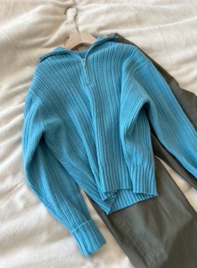 韩国美娜同款 lerobe1100901  羊毛针织衫 半高领拉链毛衣