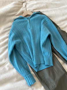 韩国美娜同款 lerobe1100901  羊毛针织衫 半高领拉链毛衣