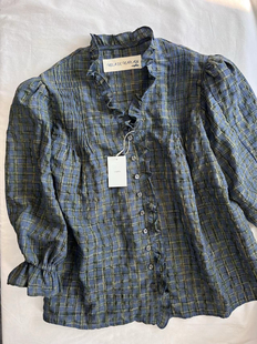 韩国同款 viaplain  1112603 荷叶边领口褶皱花边衬衫