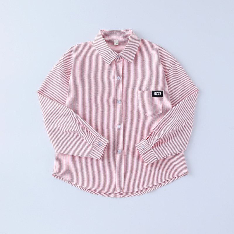 儿童条纹衬衫长袖宽松休闲男童春夏款衬衣学生女童户外百搭上衣