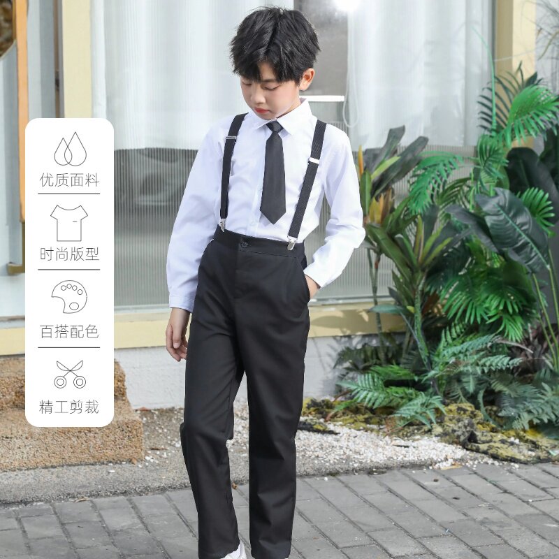 男女童衬衫儿童大合唱演出服小男孩西装礼服套装白衬衣西裤朗诵服