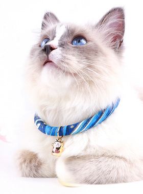 日式和风宠物猫咪项圈柔软棉绳编织装饰招财猫铃铛公主脖圈可调节