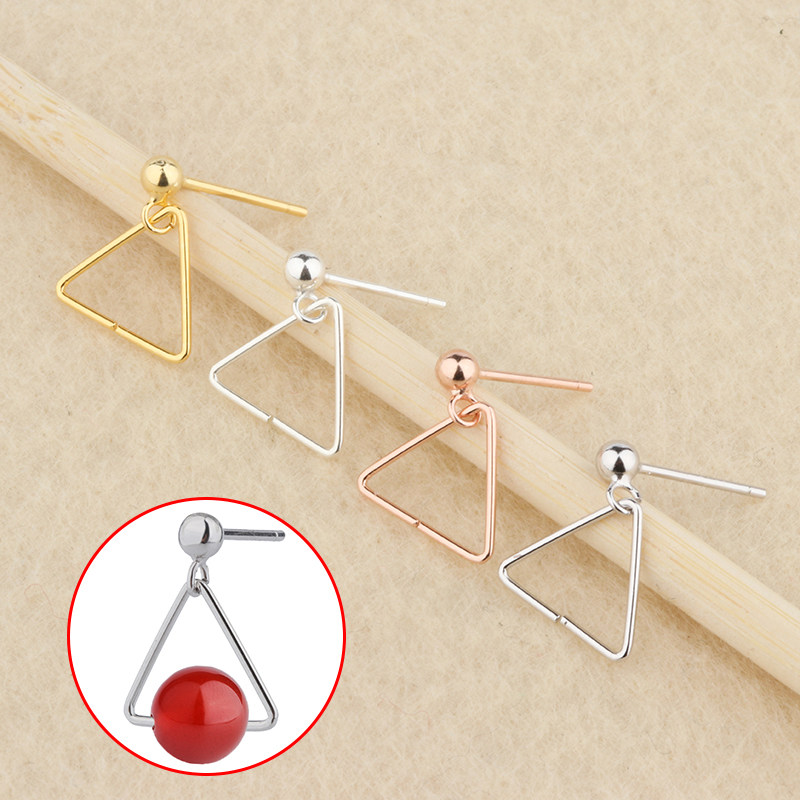 庭祥凯S925纯银耳钉+三角珠托