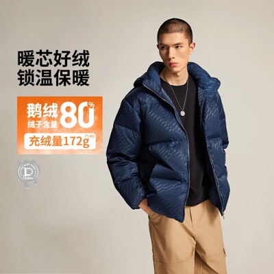 李宁韦德保暖男子鹅绒短羽绒服