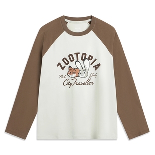 正品李宁迪士尼疯狂动物城联名2026春季新品女长袖文化衫AHSVC14