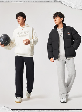 李宁冬季男子加绒保暖休闲运动长裤反伍直筒宽松百搭卫裤AKLV781