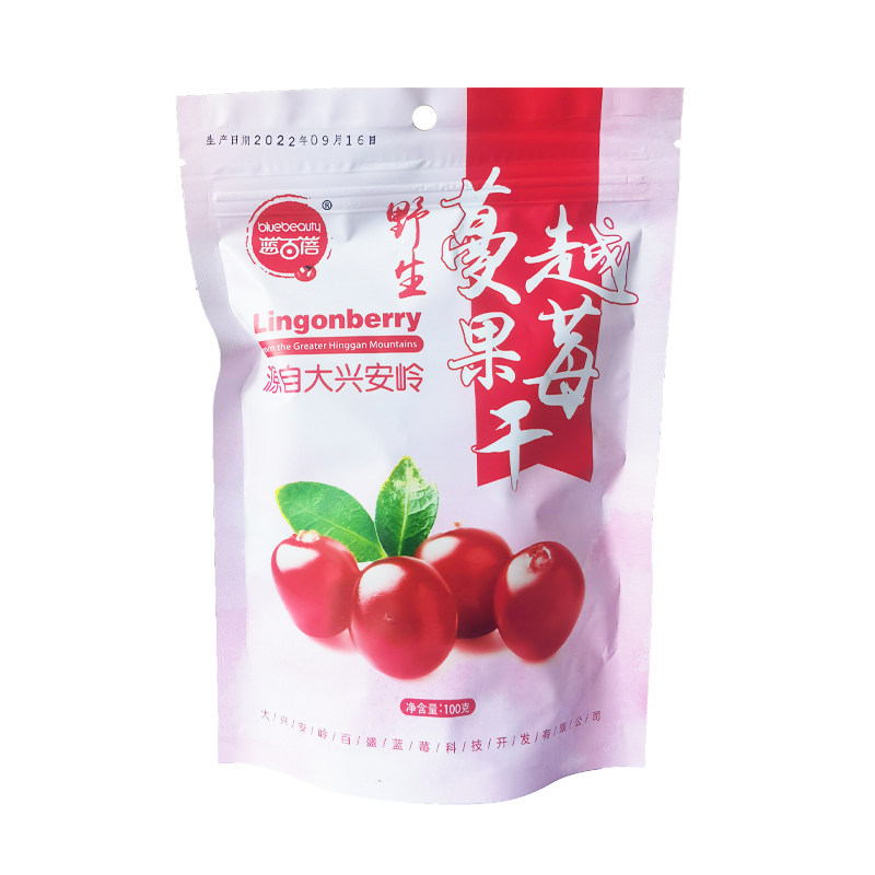 蓝百蓓野生蔓越莓果干100g独立纸包携带方便