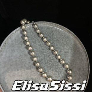 青岛中古vintage复古宫廷风项链女气质高级感灰色珍珠锁骨链