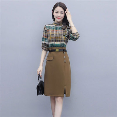 薇薇定制 春秋气质假两件连衣裙R2112LYQ 不送腰带