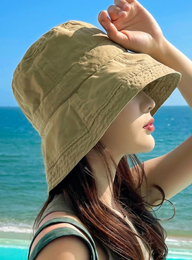 做旧洋气遮阳帽太阳帽夏天可折叠