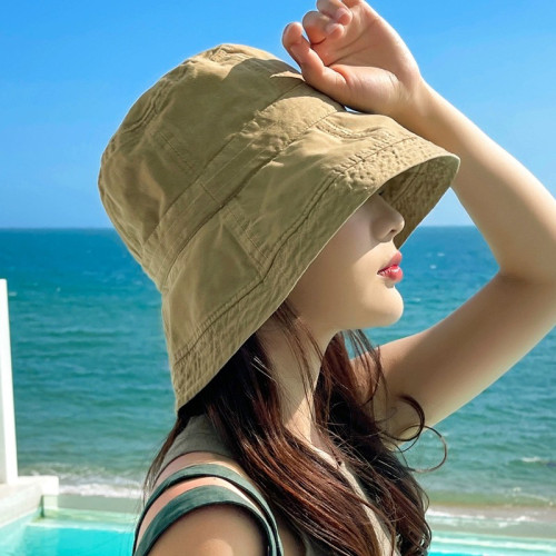 做旧洋气遮阳帽太阳帽夏天可折叠