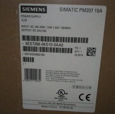 西门子S7-200SMART电源 DC 24V/10A 6ES7288-0KD10-0AA0正品
