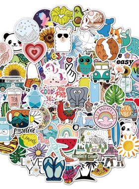 Stickers DIY 100张PVC防水可爱小清新贴纸卡通VSCO美学手账贴纸