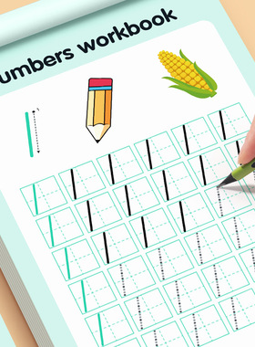 Numbers Workbook外贸幼儿园0-100数字描红练字帖点阵控笔训练本