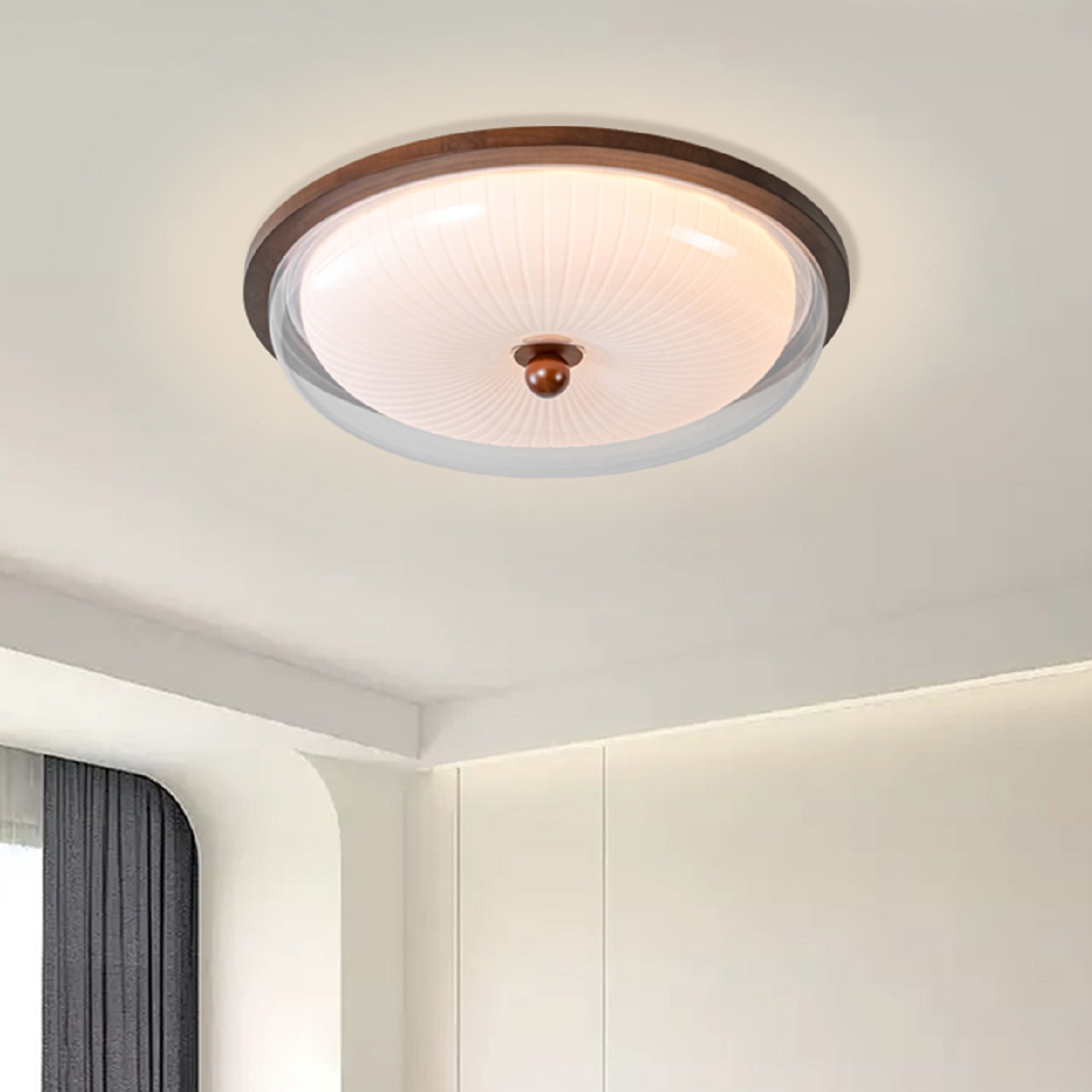 法式中古风胡桃木色吸顶灯