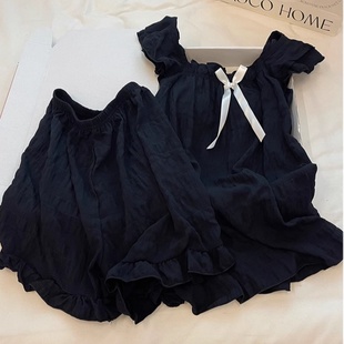 甜美少女吊带背心睡衣女夏季新款带胸垫可爱休闲日系家居服两件套