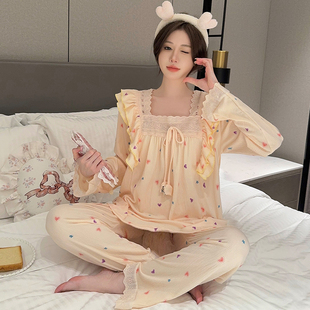 春秋季 家居服俩件套 云朵棉长袖 睡衣女日系ins风甜美胖MM加肥大码