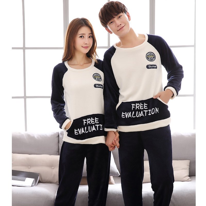 法兰绒睡衣女秋冬款加绒保暖男士休闲珊瑚绒可外穿冬天家居服套装