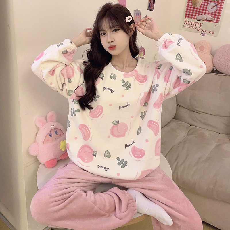 新款网红风法兰绒睡衣女秋冬季加厚加绒珊瑚绒甜美保暖家居服套装,女士内衣/男士内衣/家居服,睡衣/家居服套装,淘宝优惠券,粉丝福利购,淘宝优惠卷