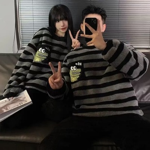 韩版珊瑚绒情侣睡衣女冬天加厚男士法兰绒秋冬季可外穿家居服套装