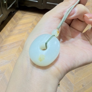 已结缘·新疆和田白玉玉琮玉璧~白玉籽料撒金皮油润细腻平安扣玉