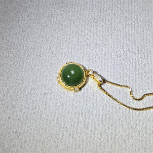碧玉籽料猫眼吊坠~新疆和田玉玉石雕刻礼物挂件吊坠猫眼碧玉