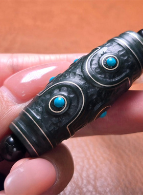 新疆 和田玉 黑碧玉籽料天珠 挂件 观音 佛 手链 项链08046