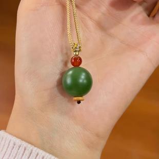 元旦福利~16MM碧玉籽料大仙丹珠子 吊坠挂件项链手串玉石雕刻培训