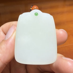 新疆和田白玉籽料平安无事牌挂件 平安扣手把件摆件