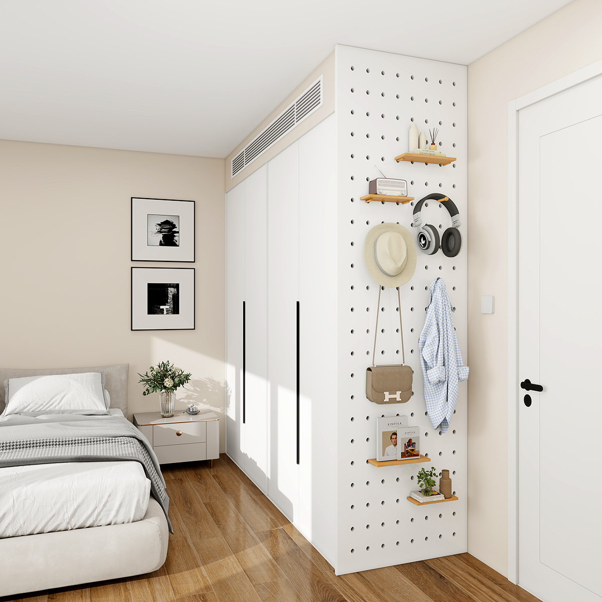 美达斯砌墙衣柜金属衣帽架侧墙