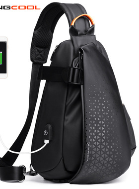 TANGCOOL 新款潮流胸包户外运动男士斜挎包usb防水多功能单肩