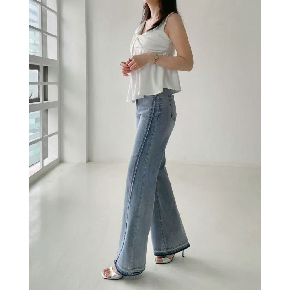 九0601韩国东大门运动牛仔裤区HowLuk-8547005通勤精致纯色学院