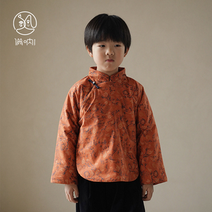 满呐2026秋冬新品男童中式年服棉袄倒大袖上衣