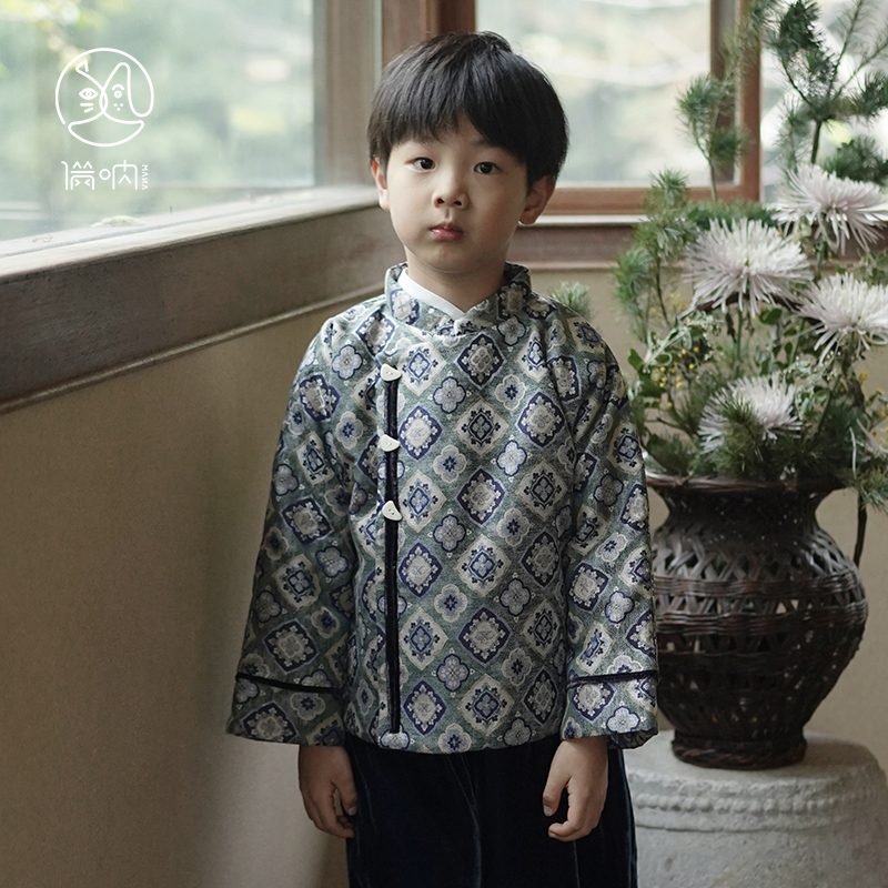 中式汉服上衣提花男孩保暖外套