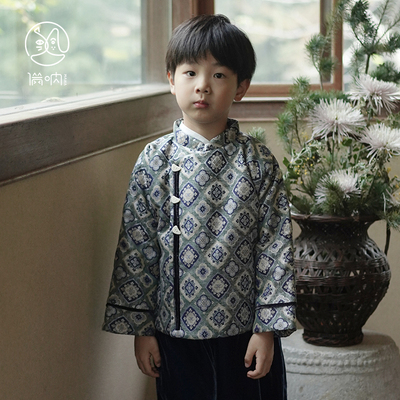 中式汉服上衣提花男孩保暖外套