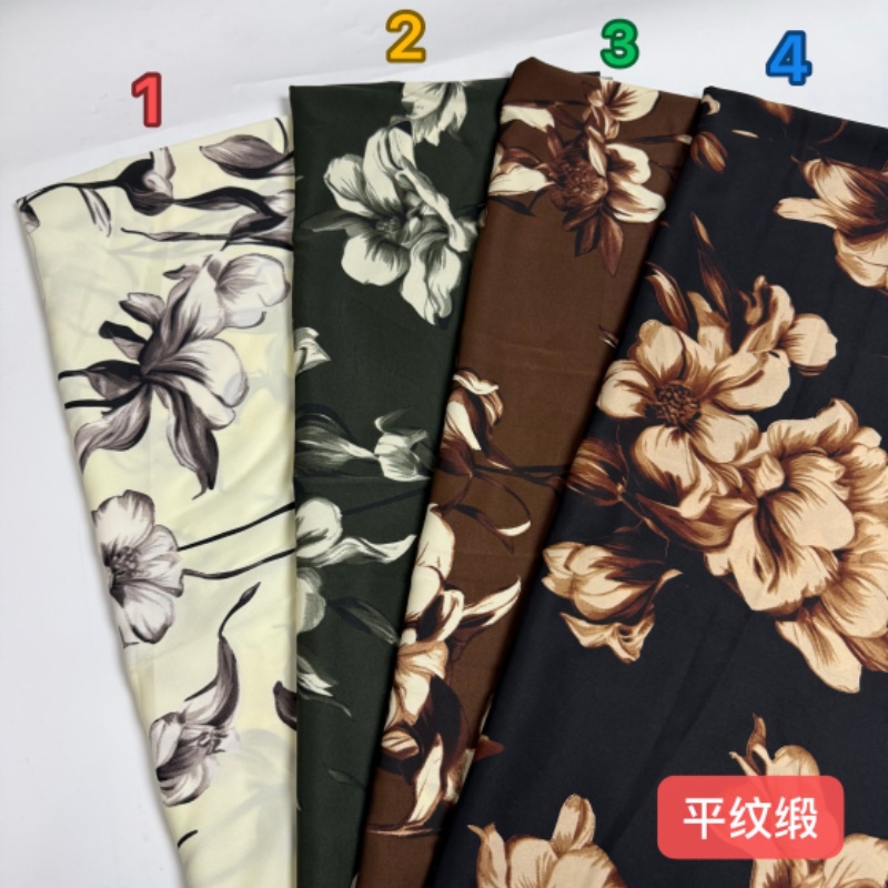 消光破卡夏季时尚大花型平纹缎女连衣裙半身裙衬衫品质布料坠垂感