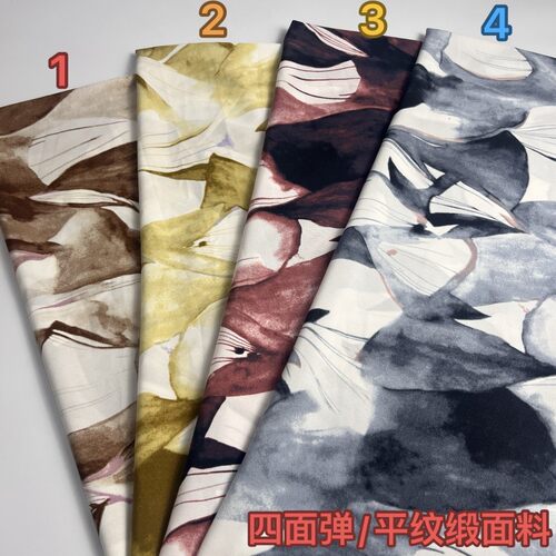 顺发纺织四面弹，平纹缎布料批发