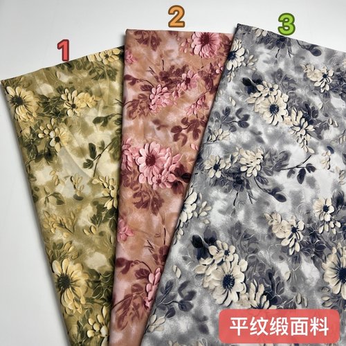 古风印花旗袍连衣裙平纹缎布料夏